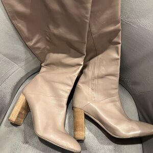 Cole Haan Taupe Leather Heeled Boots